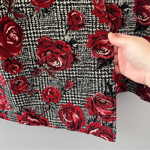 Caroline Rose Rose Plaid Jacquard Party Jacket Open Front Womens Size LP - Picture 4 of 8